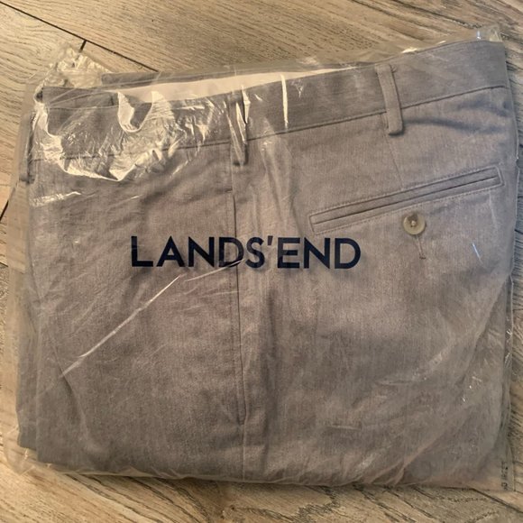 NWT LANDS' END NO IRON TWILL TAILORED PLAIN FRONT PANTS PEWTER HEATHER 34 & 37 - Picture 13 of 15